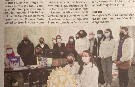 Le club Interact de Quimper-Odet dans le Télégramme